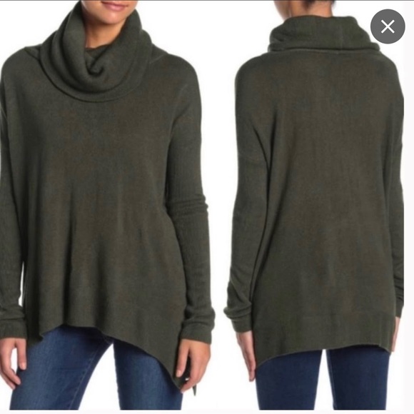 Susina Sweaters - Susina Green Cashmere Feel Cowl neck Tunic Sweater SZ S